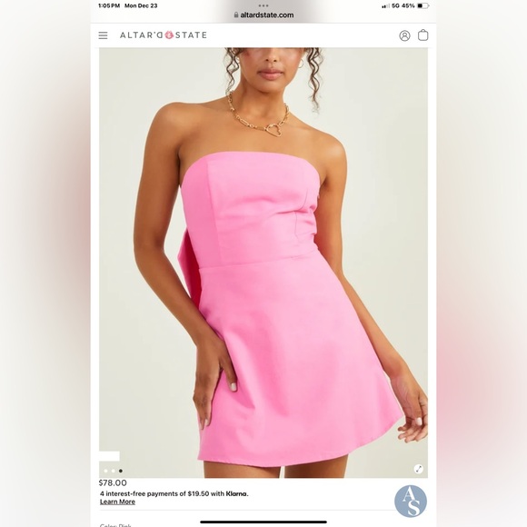 NWT Altar’d State straplesss blue mini dress with bow - Picture 4 of 7